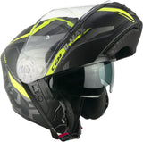 CGM 569G C-MAX CITY Casco Modular Moto Racing Negro Mate Amarillo fluorescente