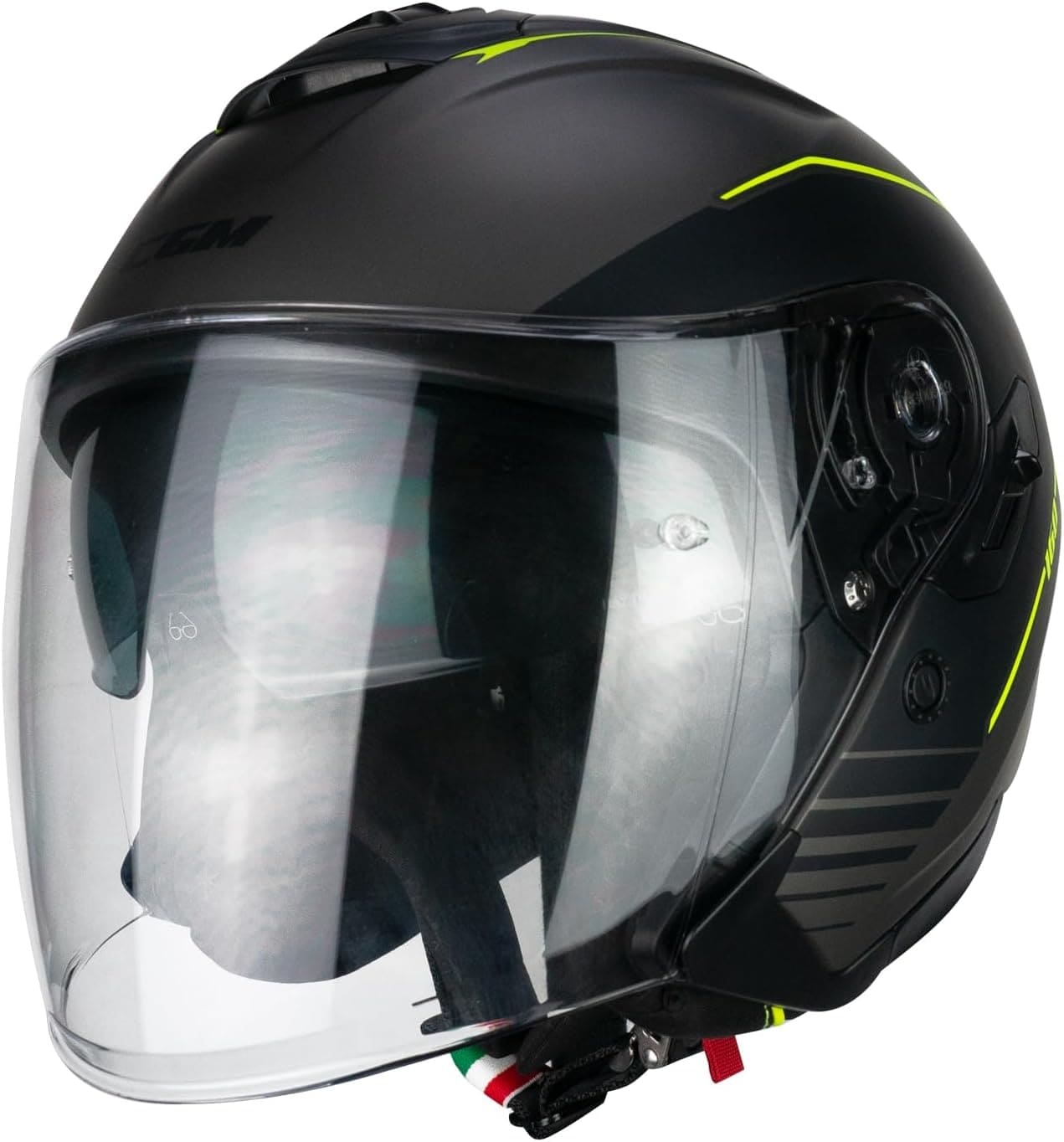 CGM 160G JAD RIDE Jet Moto Casco Grafito Amarillo Fluo Mate