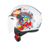CGM 261G MINI COMICS Cara Abierta Casco Azul Blanco