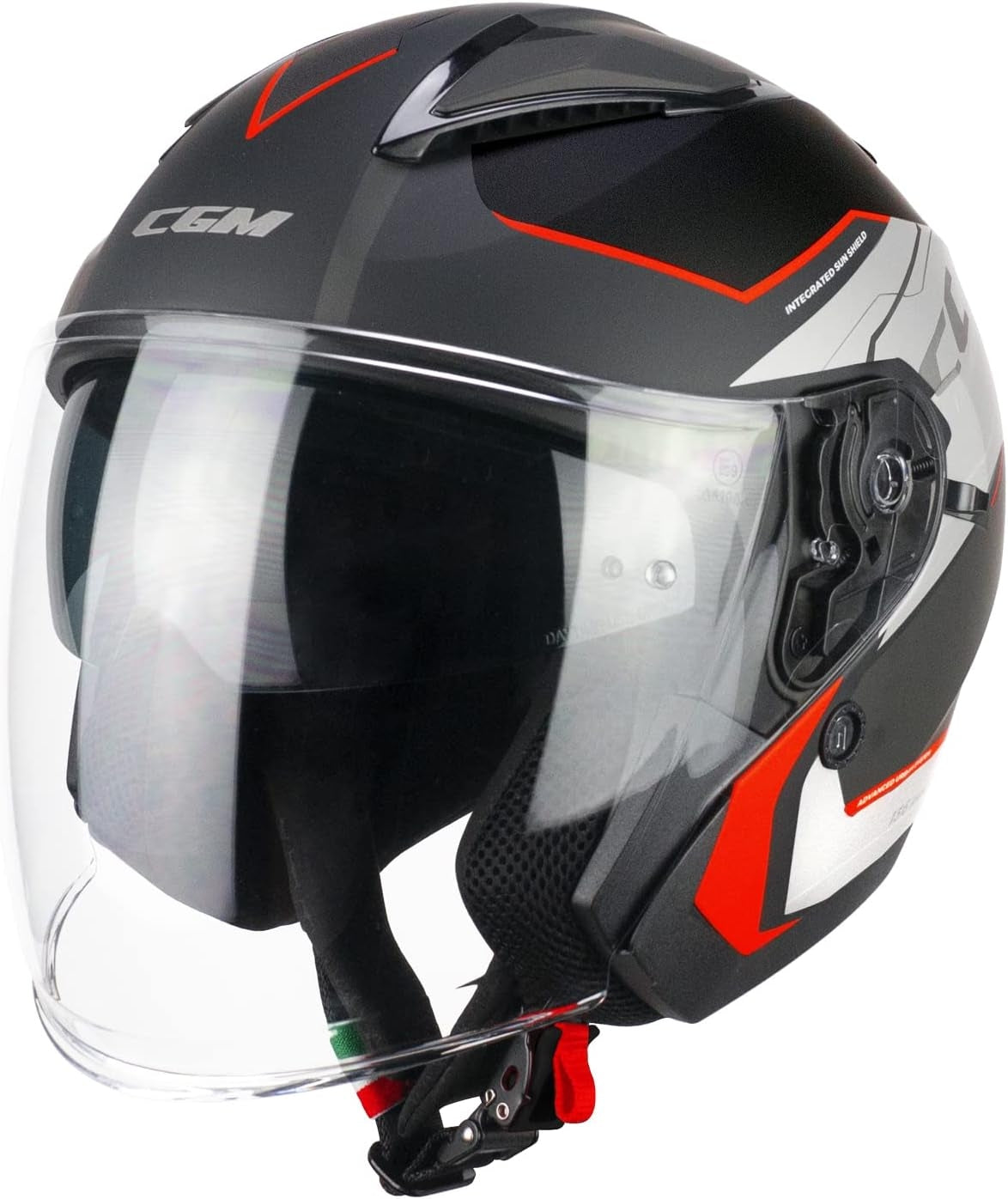 CGM 136S DNA APACHE CASCO MOTO ABATIBLES NERO ROSSO OPACO - CASCO