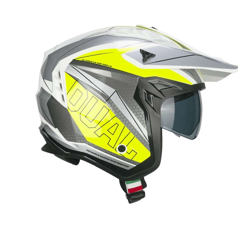 CGM 155G RUSH DUAL Jet Casco De Moto Blanco Amarillo Fluo