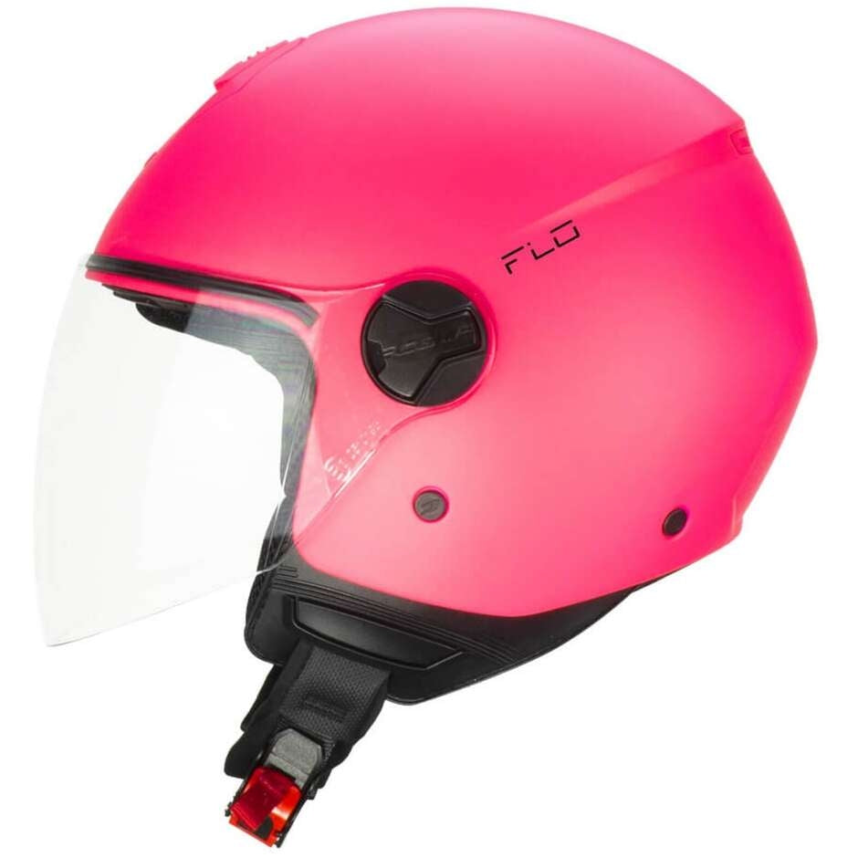 CGM 167A MONO Casco jet de cara abierta con visera larga Street Wear Rosa neón mate Ece 22.06