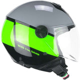 CGM 167R FLO STEP JET CASCO MOTO GRIGIO VERDE LUNGA - CASCO