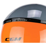CGM 167R FLO STEP JET CASCO MOTO GRIGIO ARANCIONE SAGOMATA - CASCO