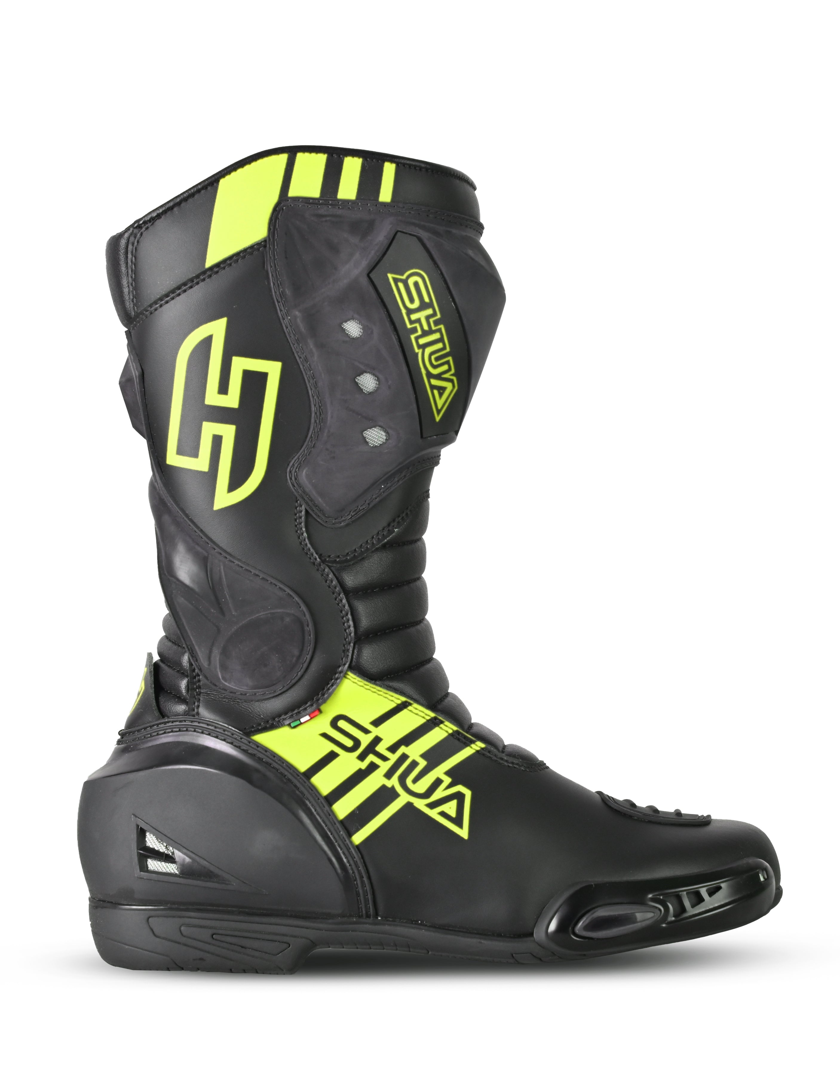 SHUA - Botas Piel Super Tech Negro/Amarillo Fluor