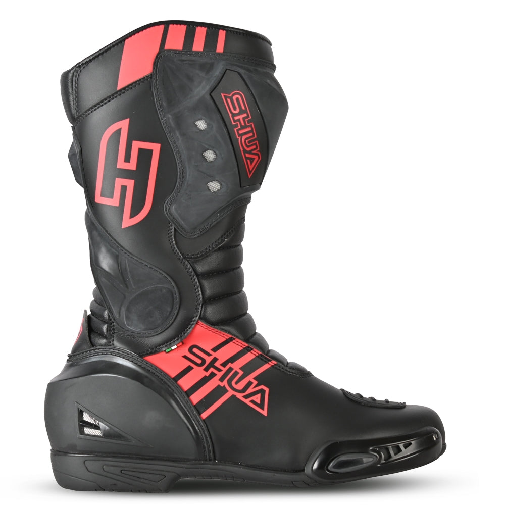 SHUA - Botas Piel Super Tech Negro/Rojo