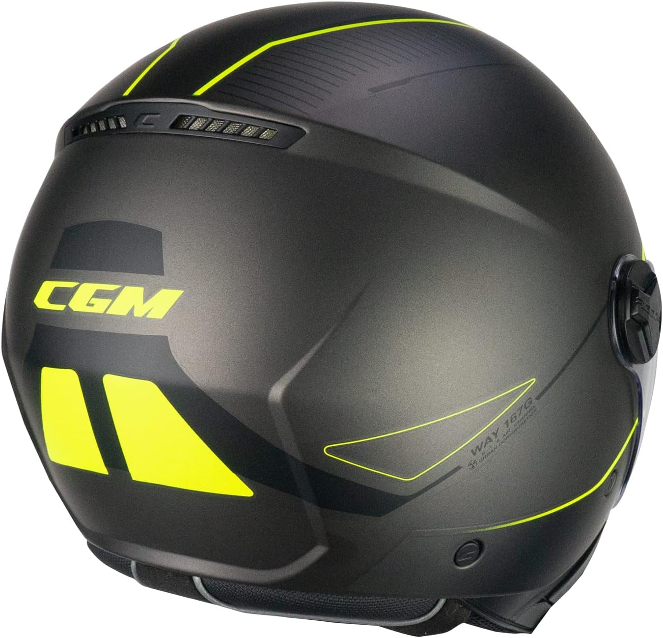 CGM 167G FLO WAY Casco Jet Antracita Amarillo Fluo Satinado - CASCO