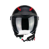 CGM 167X FLO TECH Moto Casco Negro Rojo Mate largo