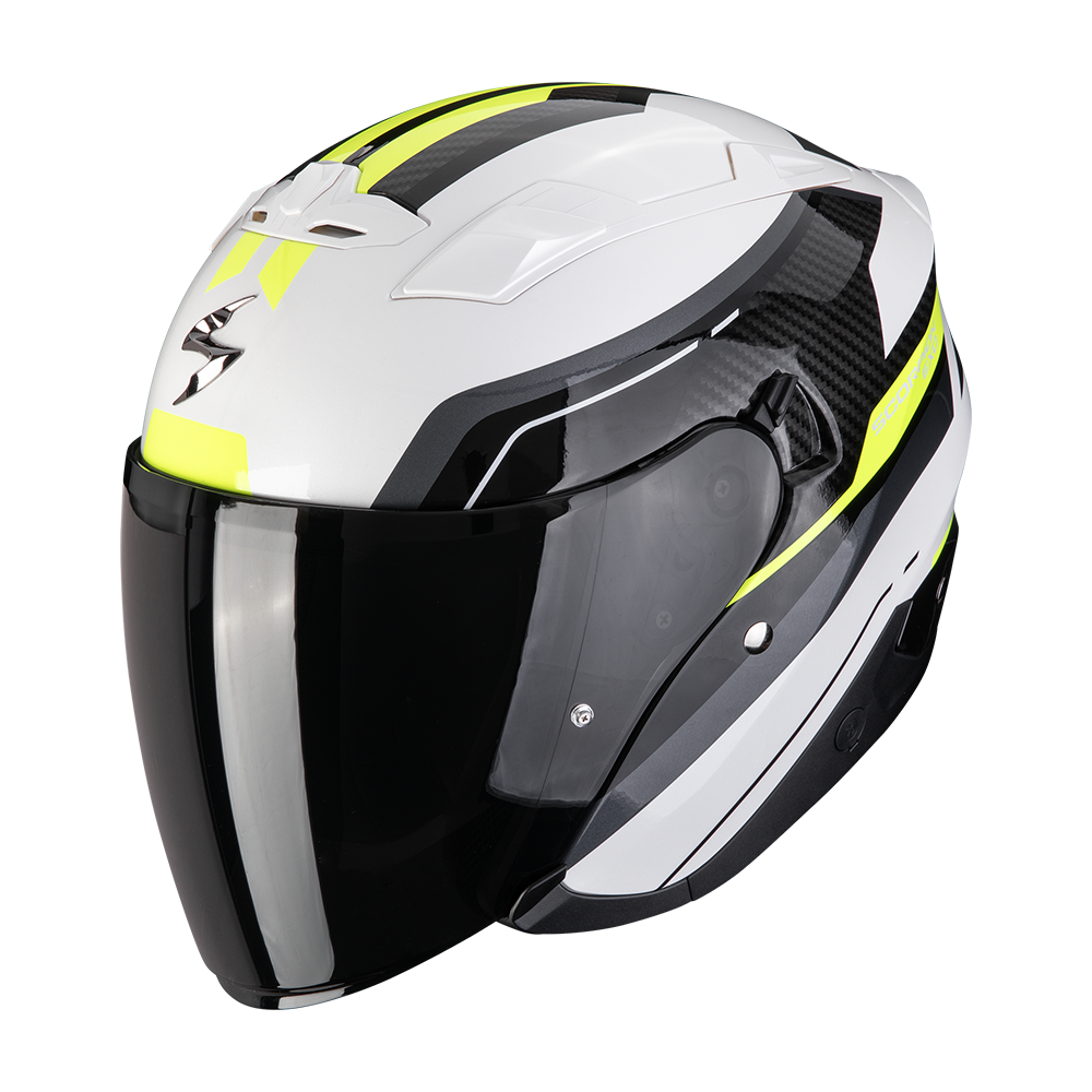 SCORPION EXO-230 HIPE MOTORCYCLE HELMET White-Black-Neon Yellow