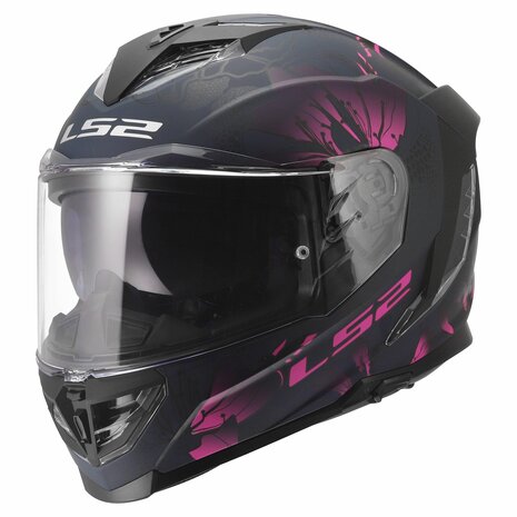 LS2 FF818 STORM III BURST CASCO DE MOTO NEGRO ROSA