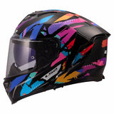LS2 FF818 STORM III KAOS CASCO DE MOTO NEGRO PÚRPURA AZUL
