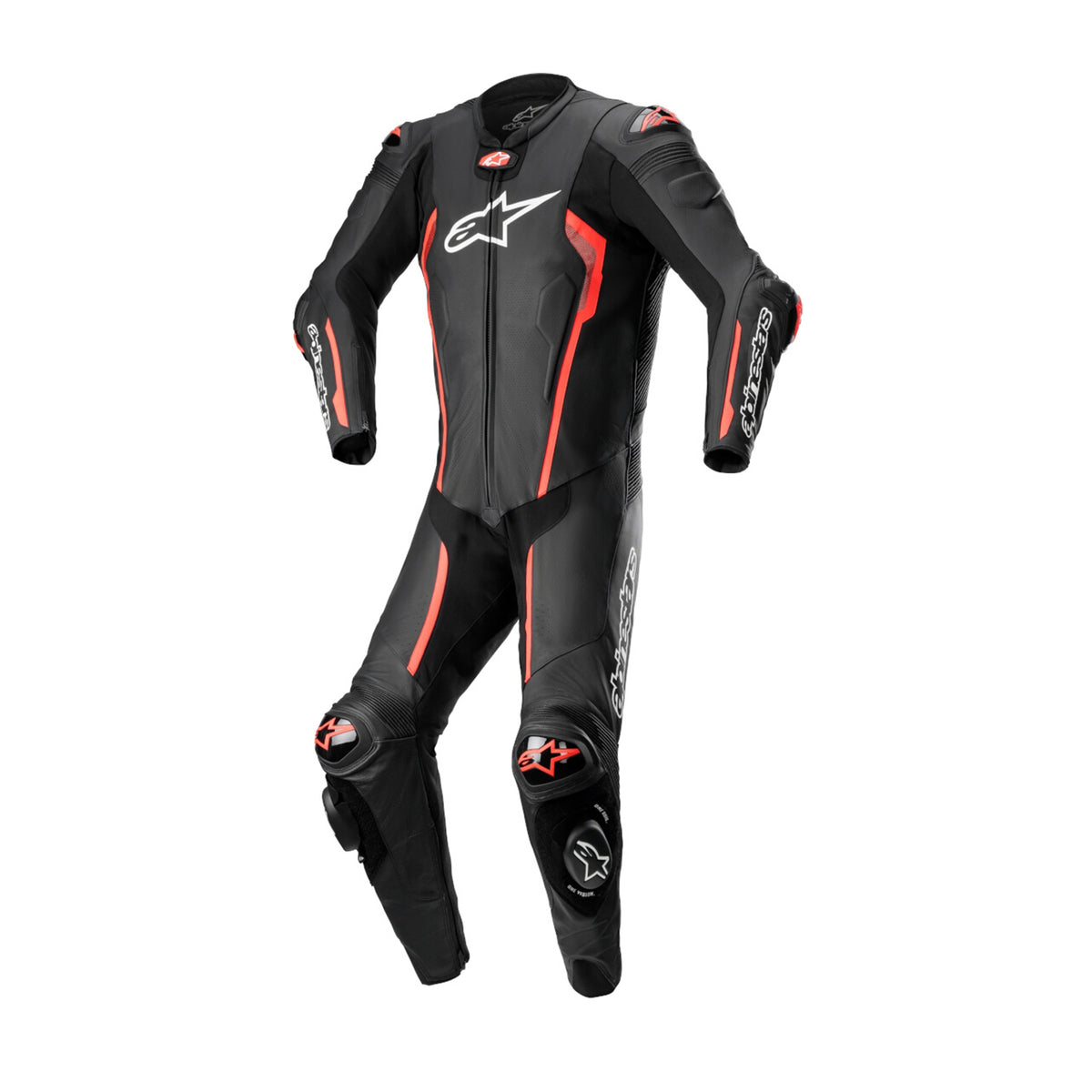 ALPINESTAR - MONO PIEL MISSILE V2 1 PC NEGRO/ROJO FLUOR