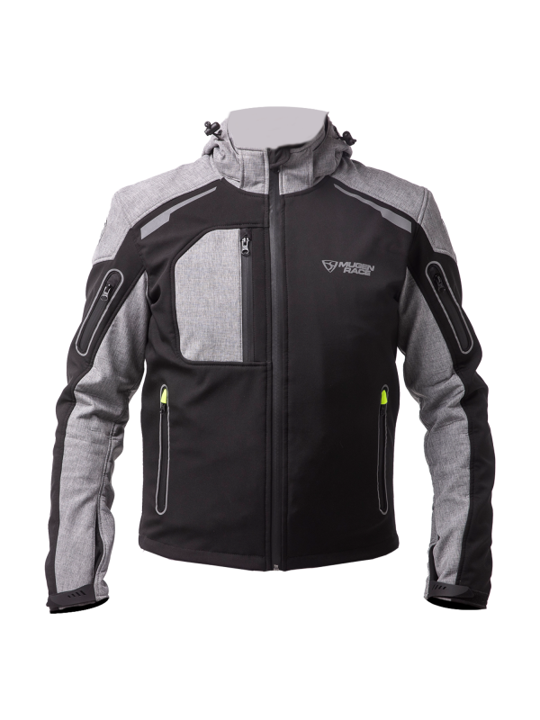 MUGENRACE Doble Moto caparazón blando Chaqueta Negra Gris