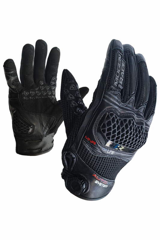MUGENRACE G-MNR-2484 ABR-G Moto Cortos Guantes Negros - GUANTES