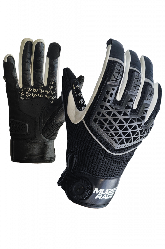 MUGENRACE X-Air Cortos Moto Cuero Guantes Negro Blanco - GUANTES