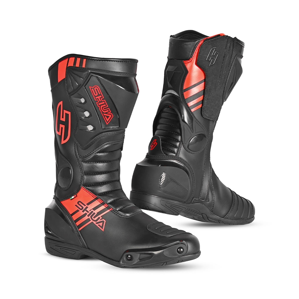 SHUA - Botas Piel Super Tech Negro/Rojo