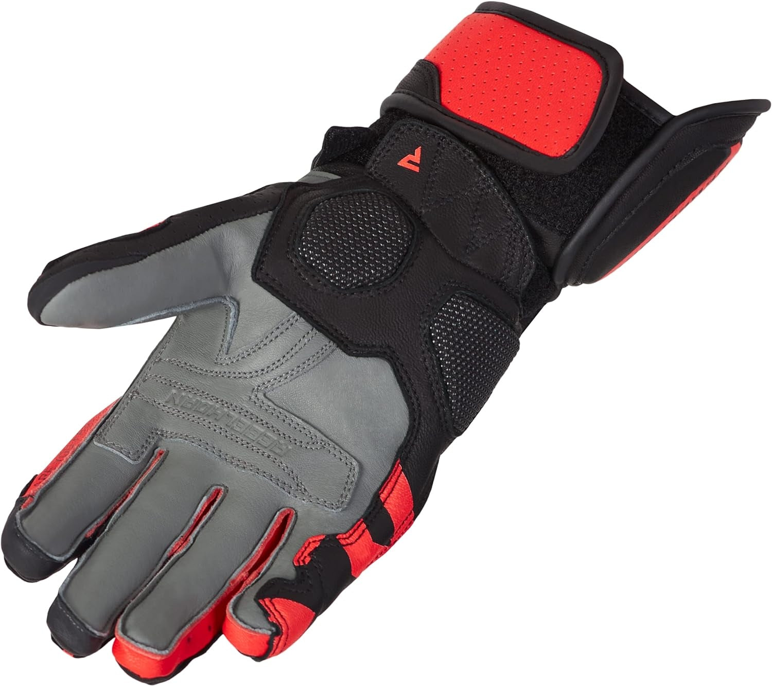 REBEL HORN - GUANTES PIEL FIGHTER BLACK/FLUO RED