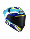 KYT TT Course Grand Prix Casco de moto deportivo integral blanco y azul