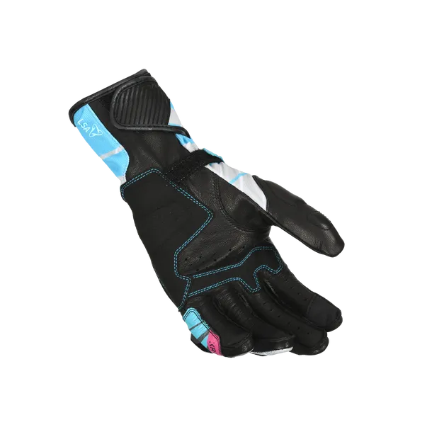 MACNA KROWN Señoras Moto Cuero Guantes Negro Gris Claro Azul - GUANTES
