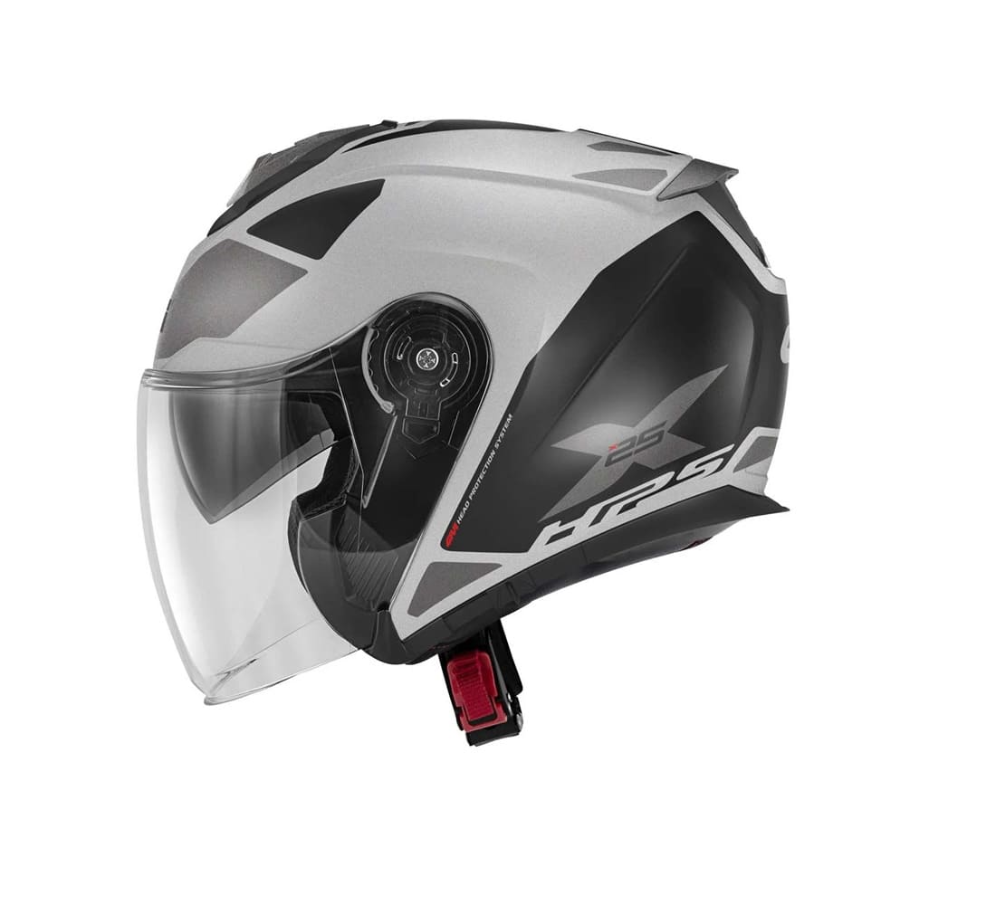GIVI X.25 Target Scooter Cara Abierto Casco Titanium Negro Plata - CASCO