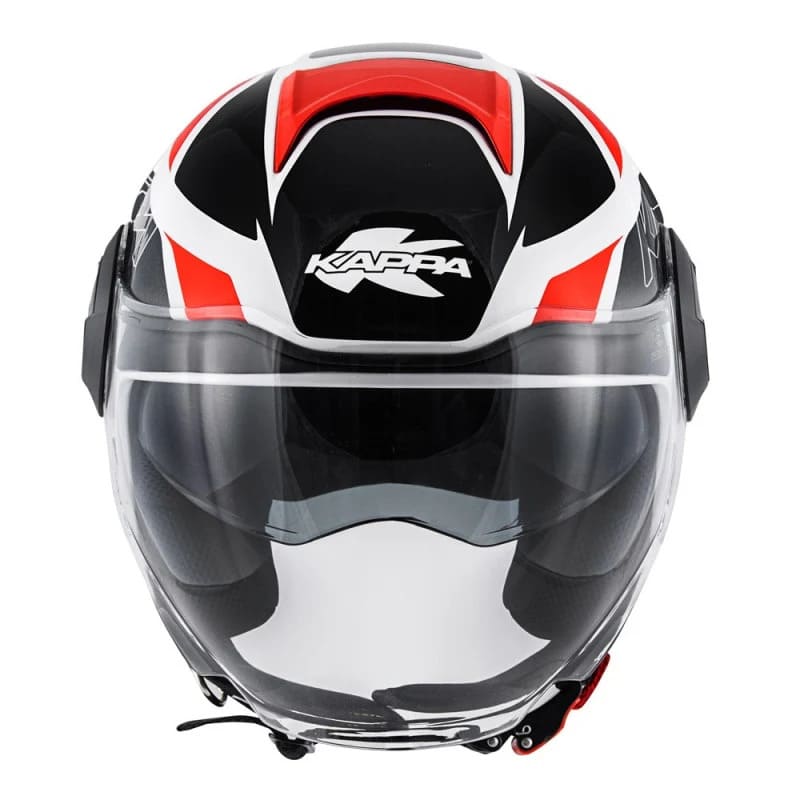 KAPPA KV37 EVO Moto Cara Abierta Casco Blanco Brillante Titanio Rojo - CASCO