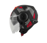 KAPPA KV37 EVO Moto Cara Abierta Casco Negro Mate Rojo Titanio - CASCO