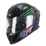 CGM 311T BLAST TECH FULL FACE MOTORCYCLE HELMET BLACK PURPLE FLUORESCENT GREEN