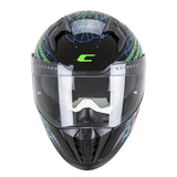 CGM 311T BLAST TECH FULL FACE MOTORCYCLE HELMET BLACK PURPLE FLUORESCENT GREEN