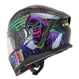 CGM 311T BLAST TECH FULL FACE MOTORCYCLE HELMET BLACK PURPLE FLUORESCENT GREEN