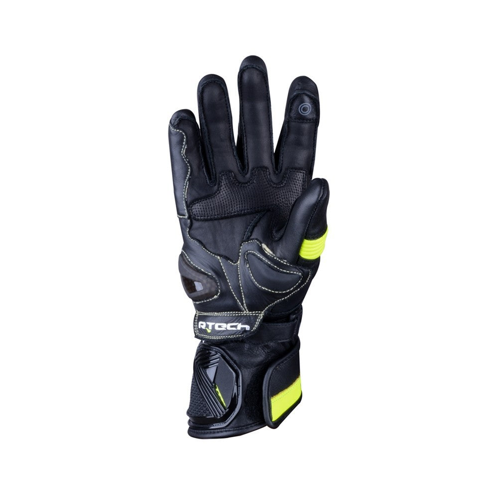 R-TECH - Guante Piel Robo Man Negro/Amarillo Fluor