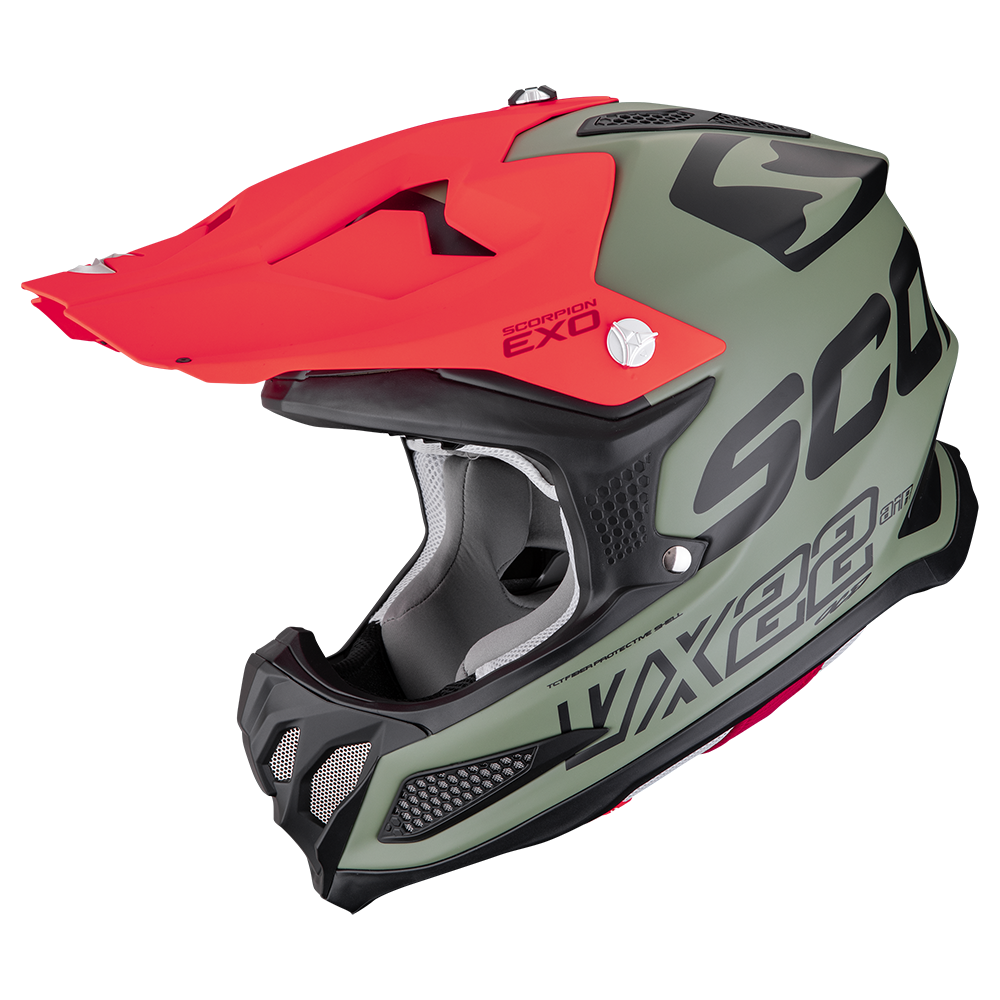 SCORPION VX-22 AIR UPDOWN MOTORCYCLE HELMET Matt Green-Black-Red