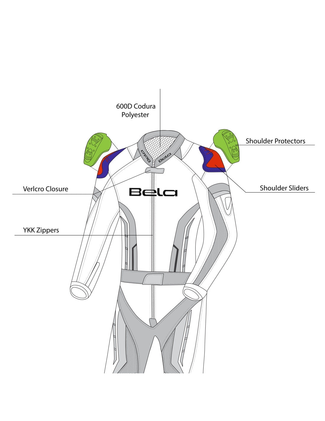 BELA - Tuta 1 PC Rocket Mix Kang. Nero/Antracite