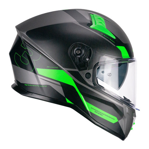 CGM 333G ONYX SPORT Integral Moto Casco Gris Verde Fluo Mate