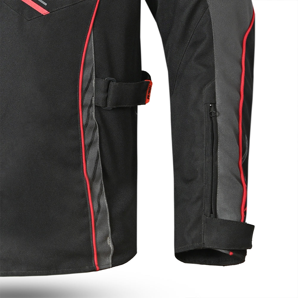 R-TECH Chaqueta Textil Knight Rider (Long) Negro/Antracita/Rojo