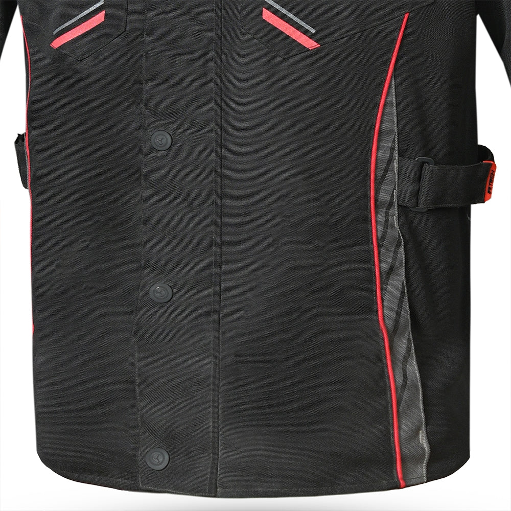 R-TECH Chaqueta Textil Knight Rider (Long) Negro/Antracita/Rojo