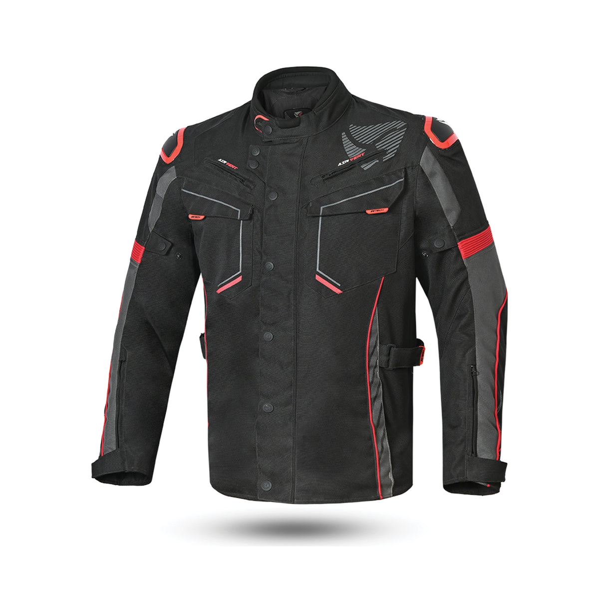 R-TECH Chaqueta Textil Knight Rider (Long) Negro/Antracita/Rojo