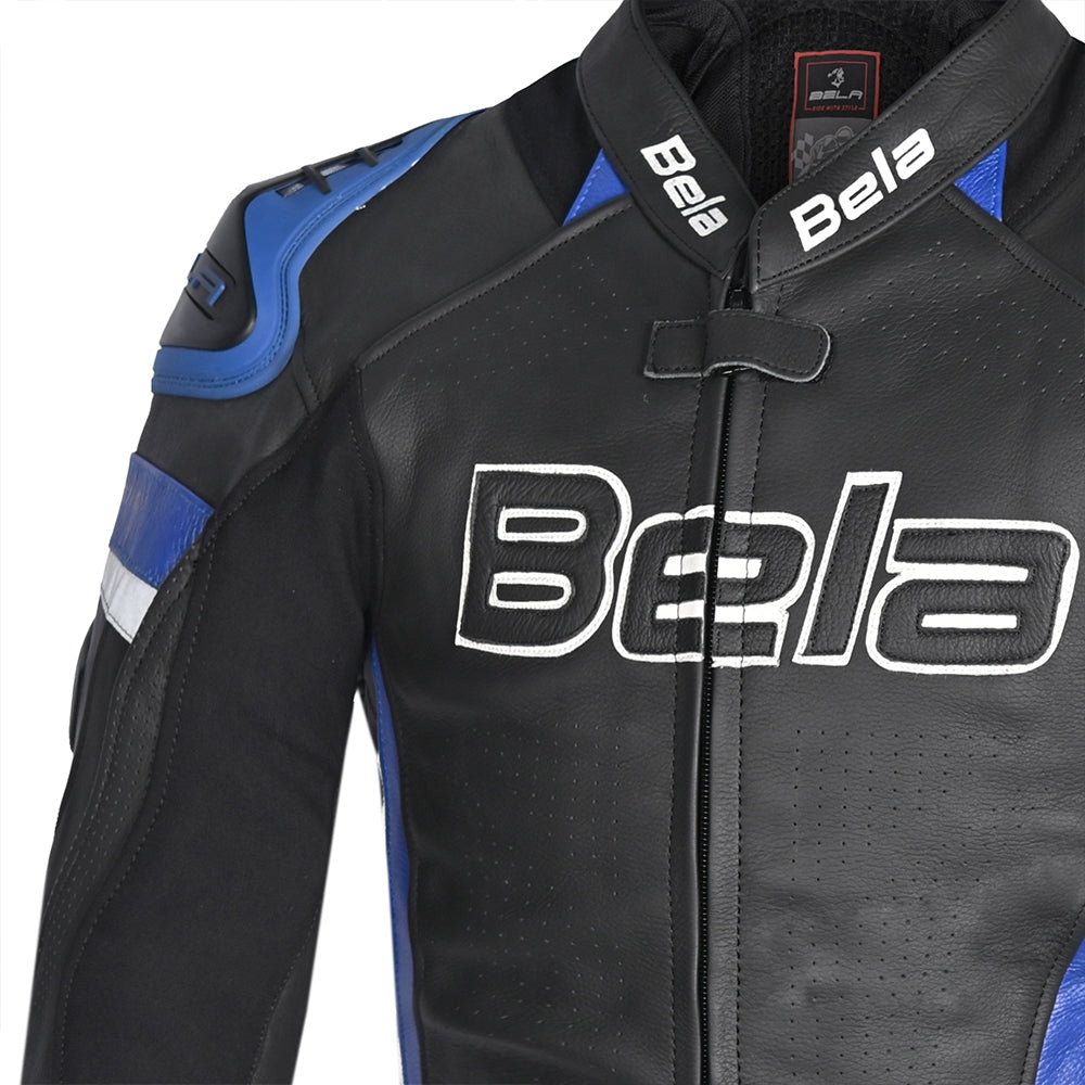 BELA - Chaqueta Piel Rocket man Negro/Azul