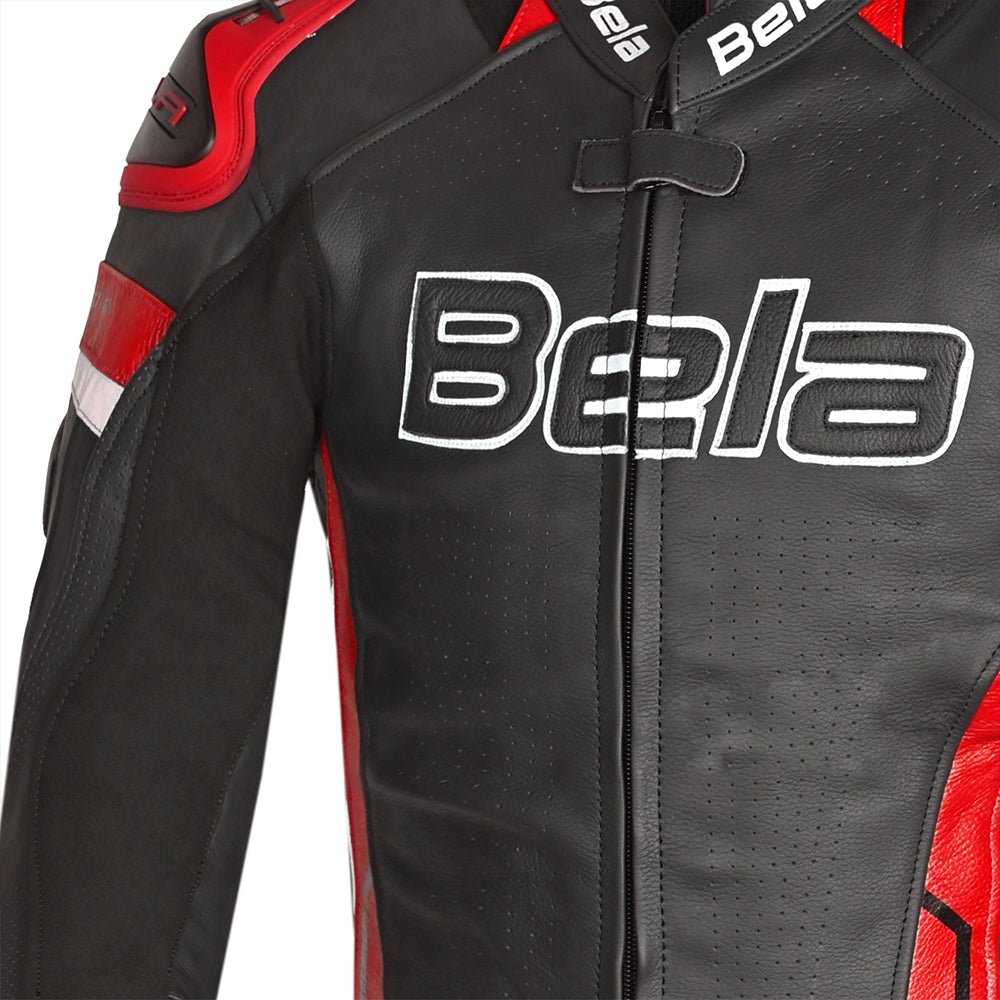 BELA - Chaqueta Piel Rocket man Negro/Rojo