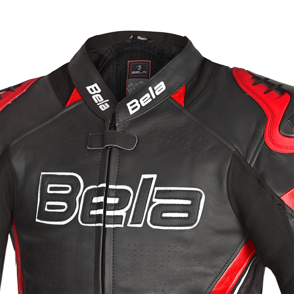 BELA - Chaqueta Piel Rocket man Negro/Rojo