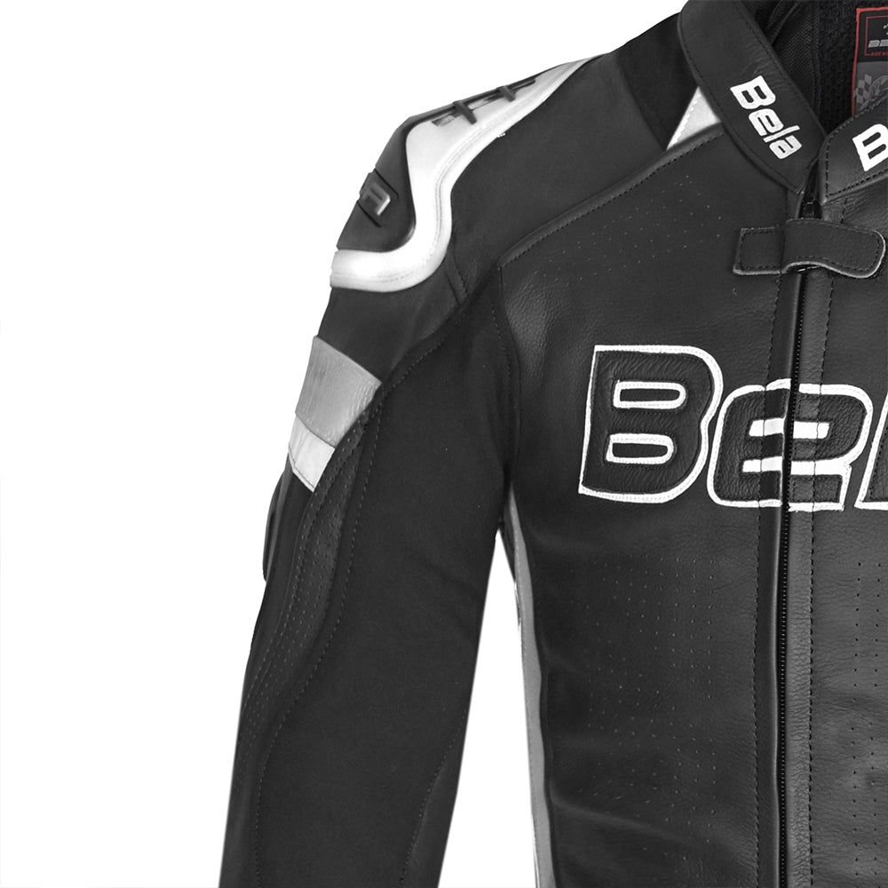 BELA - Chaqueta Piel Rocket man Negro/Blanco
