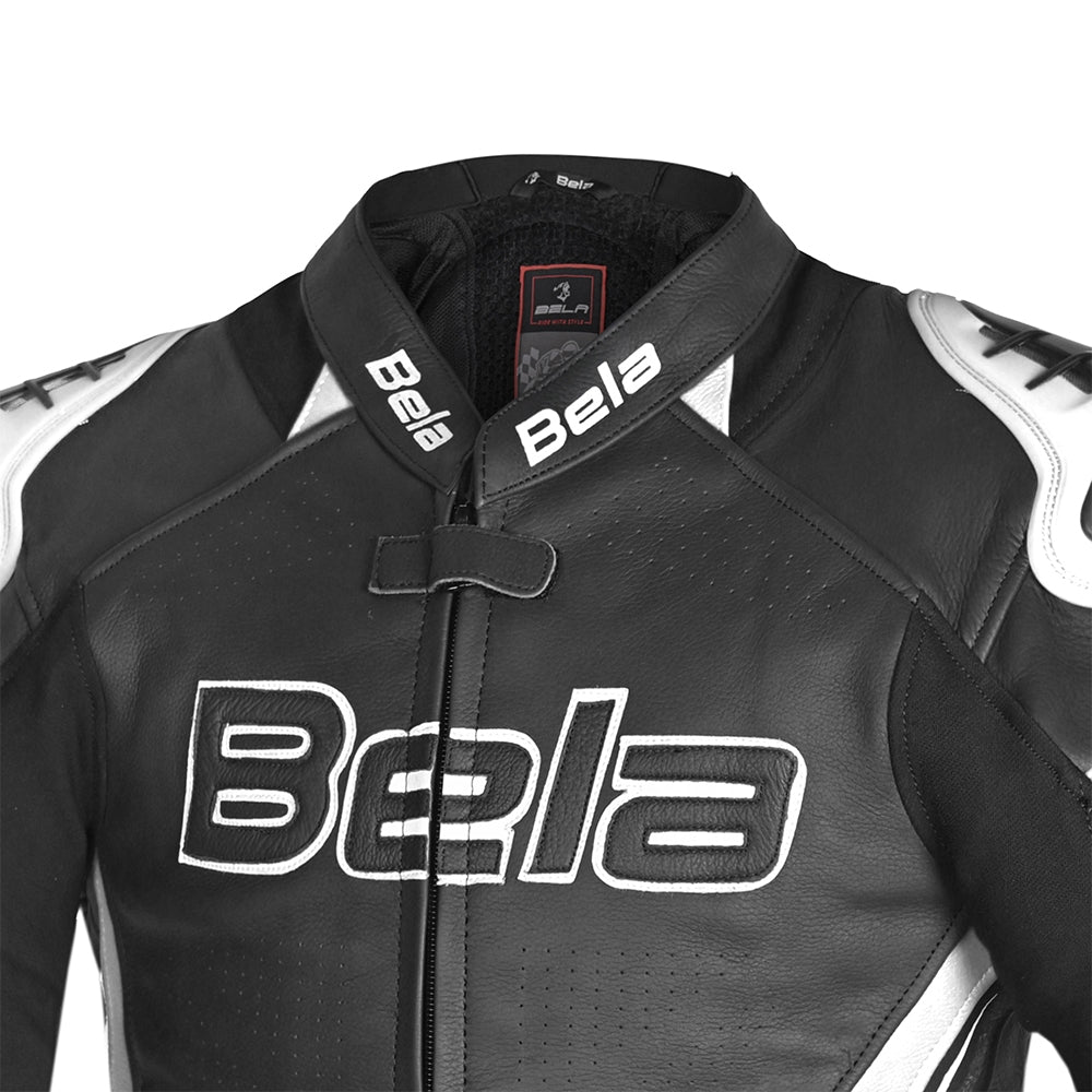 BELA - Chaqueta Piel Rocket man Negro/Blanco