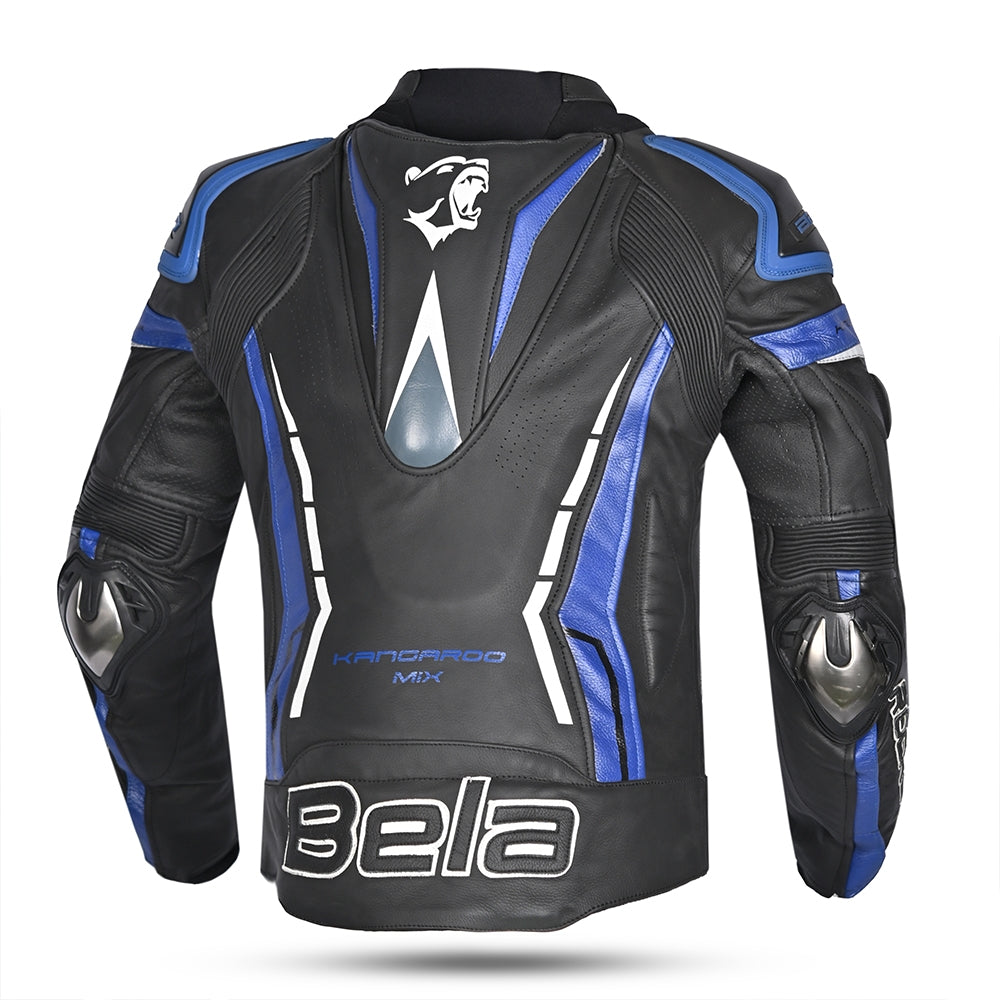 BELA - Chaqueta Piel Rocket man Negro/Azul