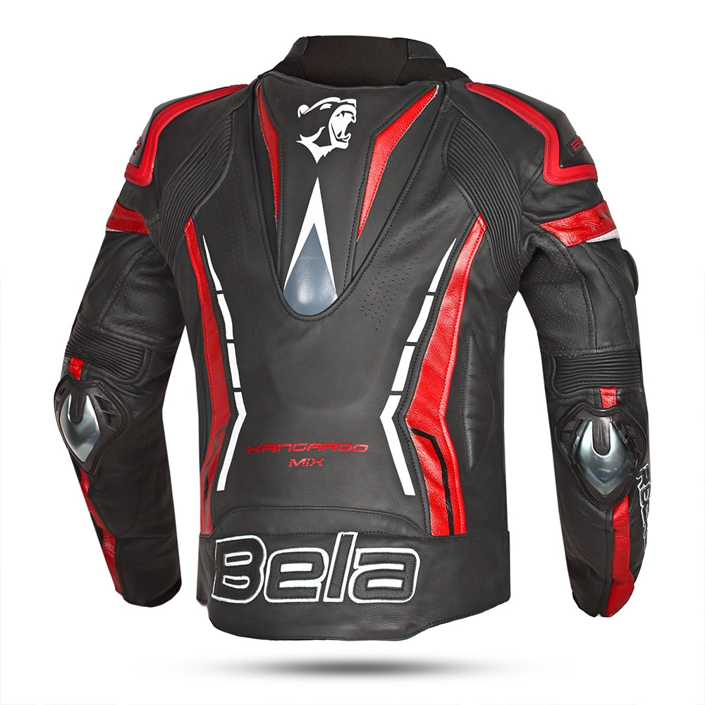 BELA - Chaqueta Piel Rocket man Negro/Rojo