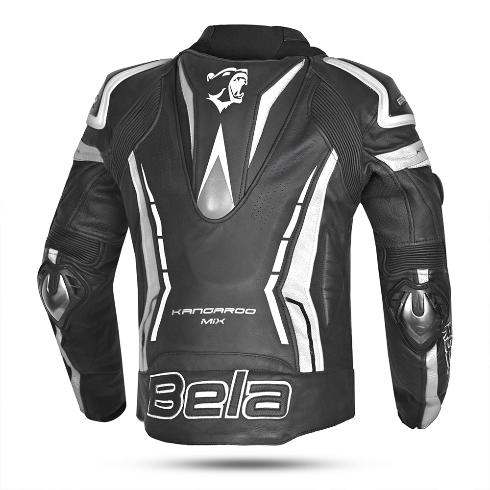 BELA - Chaqueta Piel Rocket man Negro/Blanco