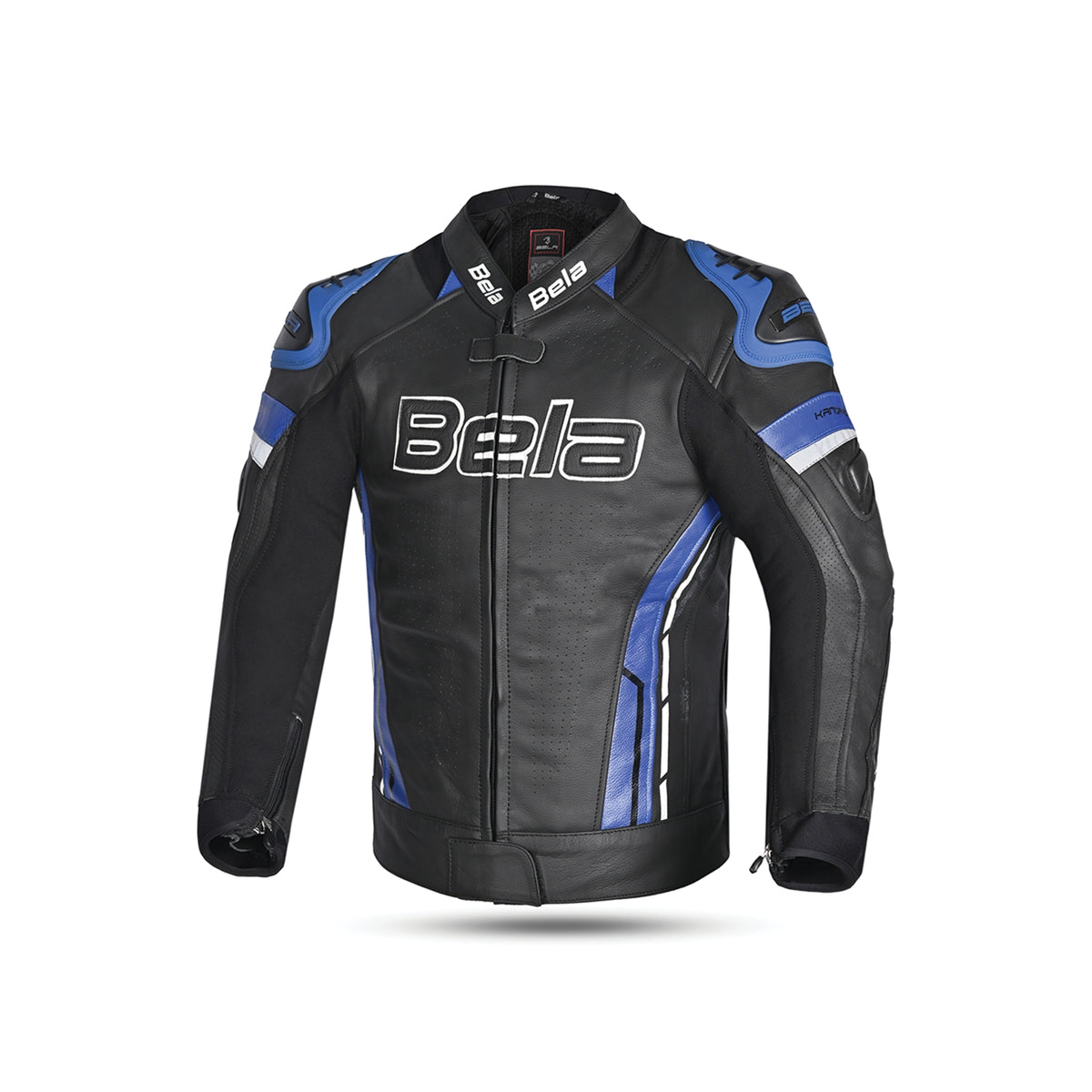 BELA - Chaqueta Piel Rocket man Negro/Azul