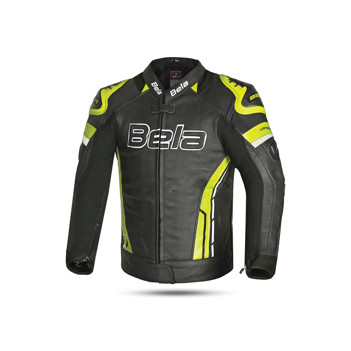 BELA - Chaqueta Piel Rocket man Negro/Amarillo Fluor