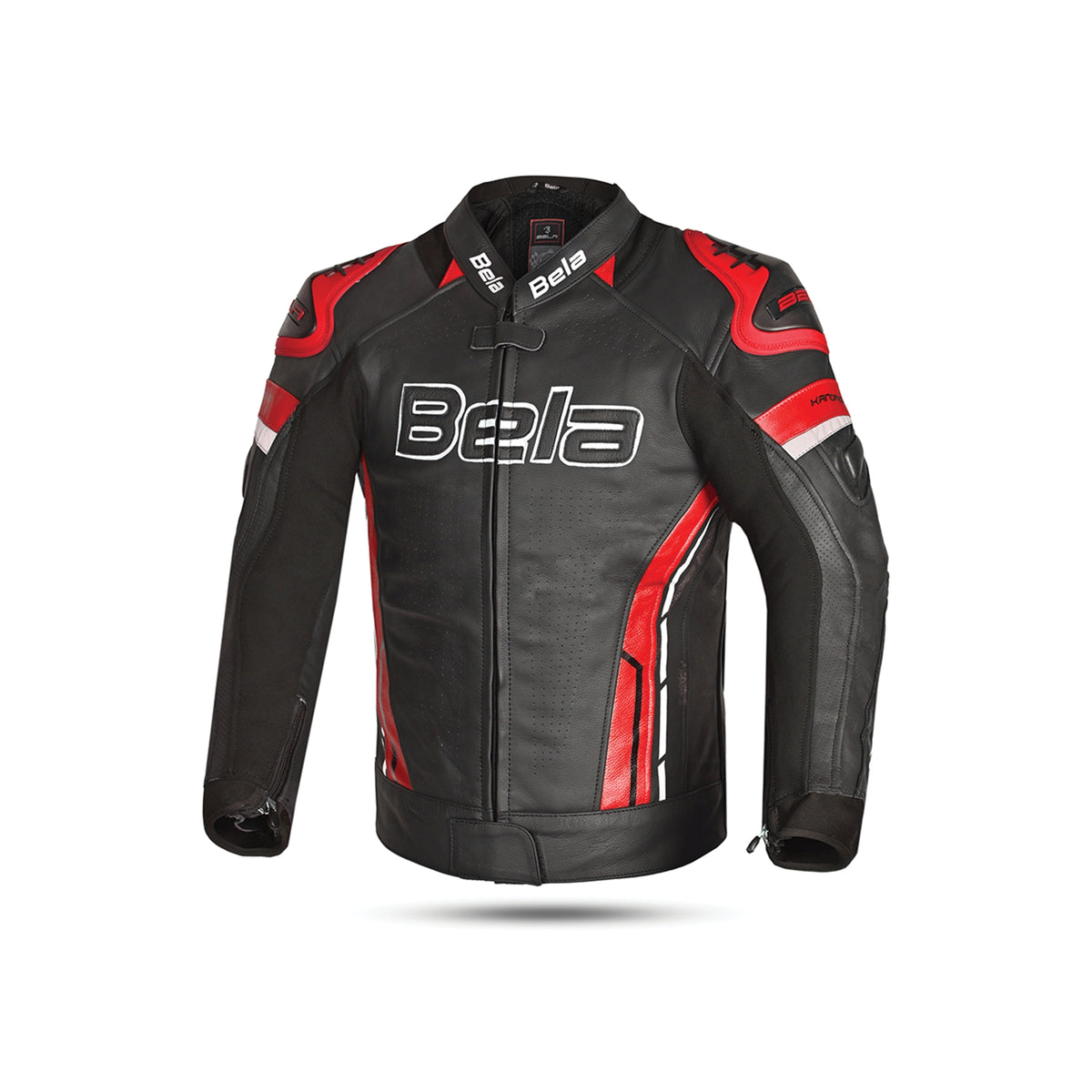 BELA - Chaqueta Piel Rocket man Negro/Rojo