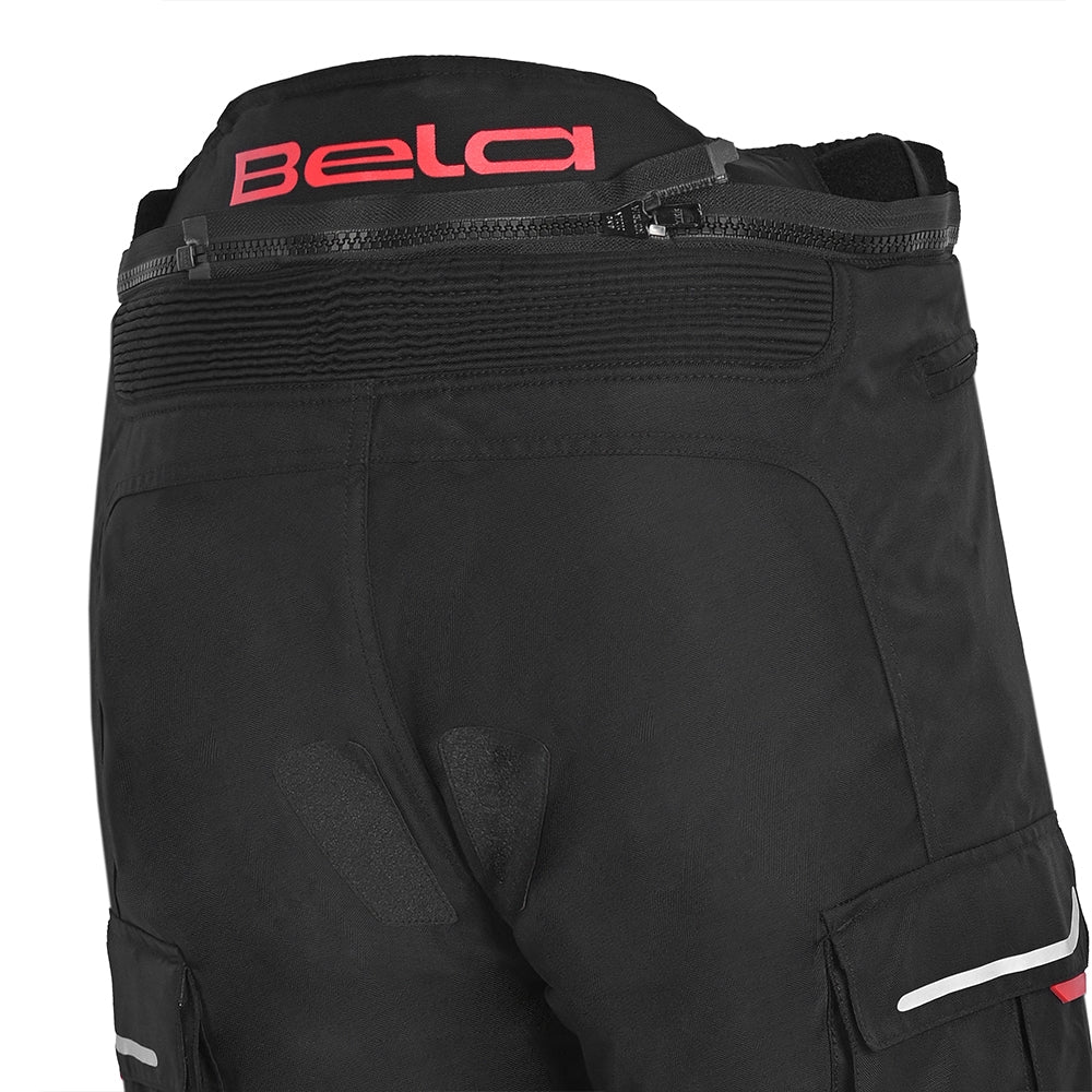 BELA - Pantalón Textil Transformer Negro/Rojo