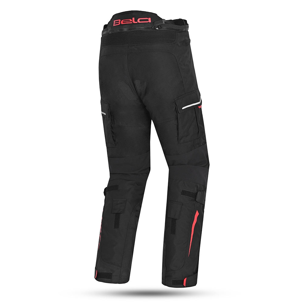 BELA - Pantalón Textil Transformer Negro/Rojo