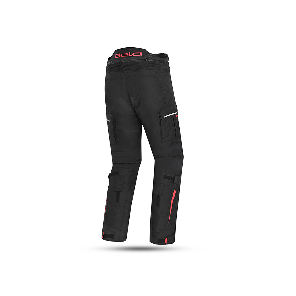 BELA - Pantalón Textil Transformer Negro/Rojo